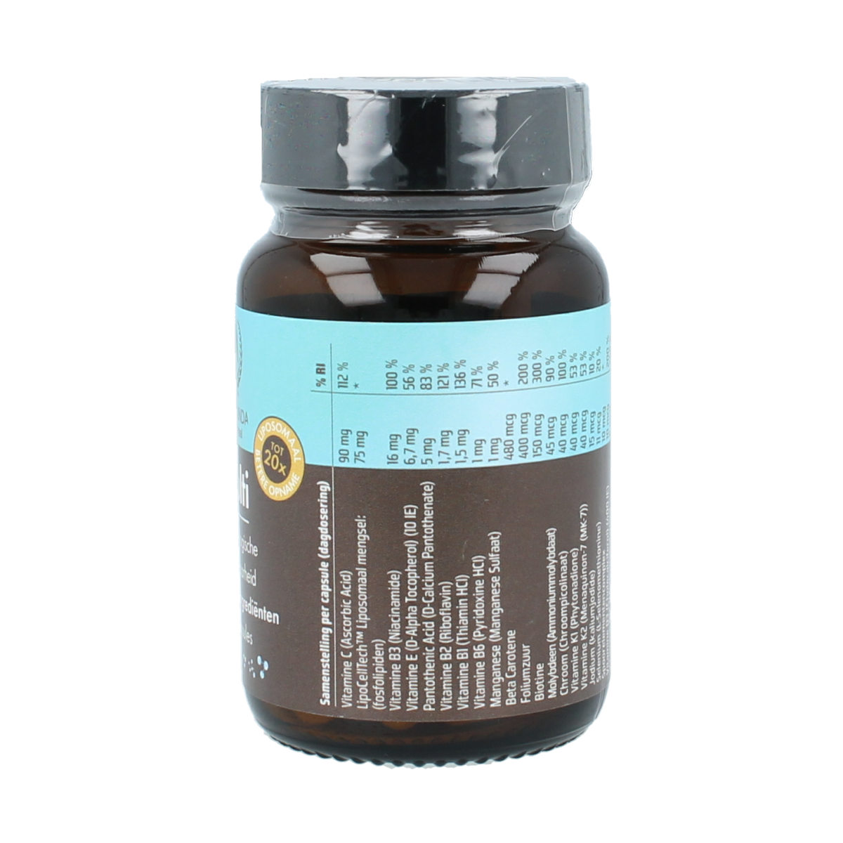 Vitamunda Liposomale Multi vitamin capsules in a bottle, showing 30 capsules for daily nutritional support.