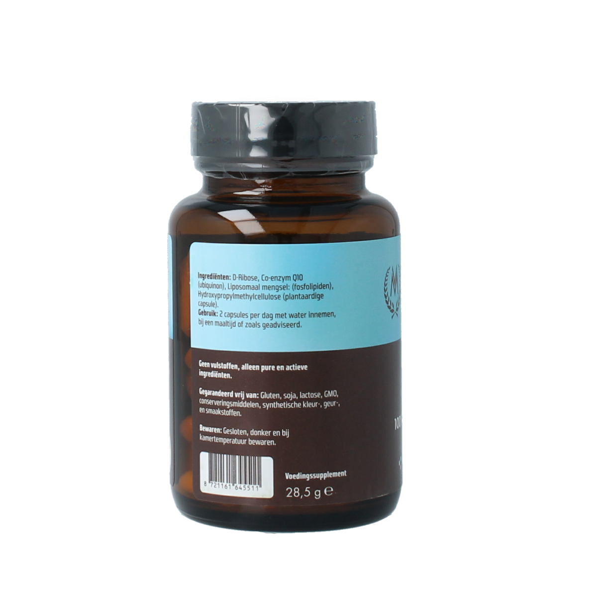 Vitamunda Liposomale CoQ10 capsules in a bottle, dietary supplement for energy support and antioxidant health.