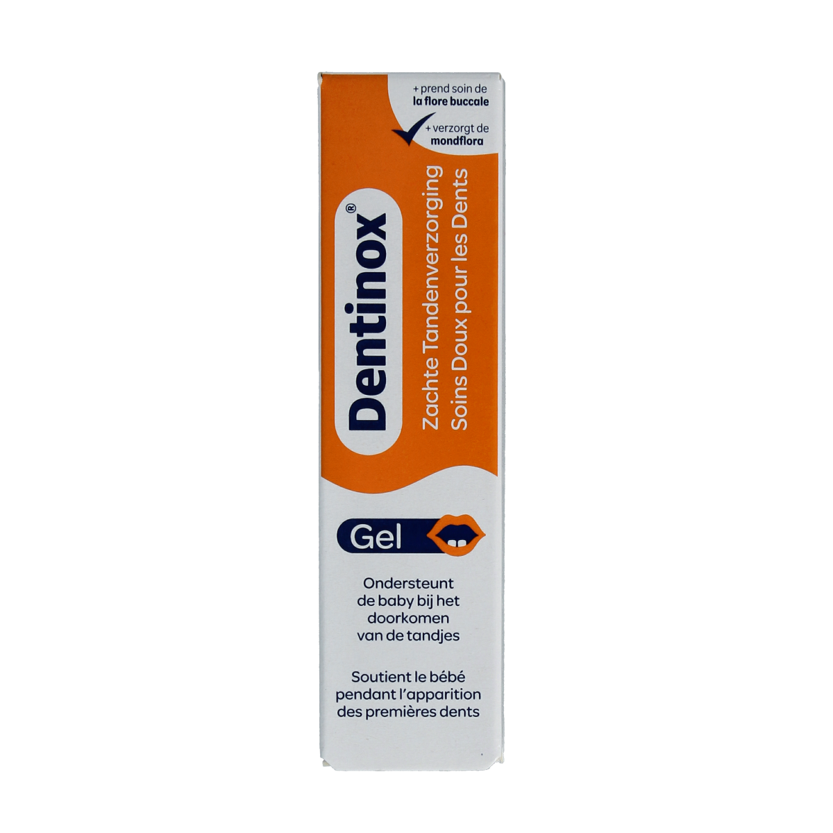 Dentinox Tand gel for babies and toddlers, 10 grams, soothing teething gel with natural ingredients, in a small tube.