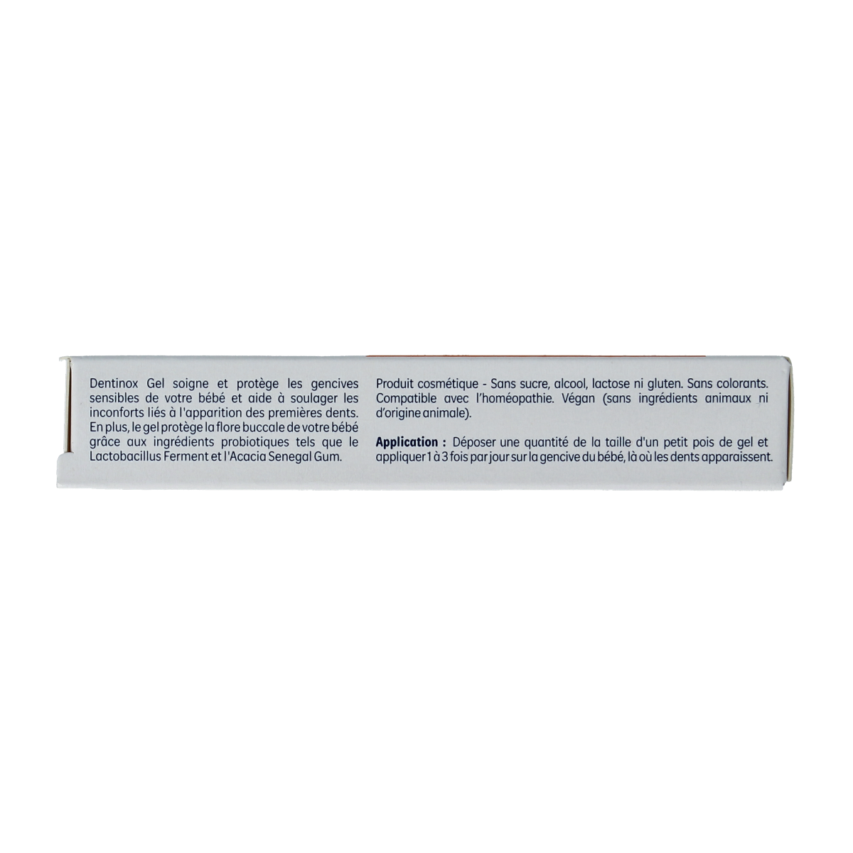 Dentinox Tand Gel 10g for baby and toddler teething relief, with a tube of gel and packaging visible in the image.