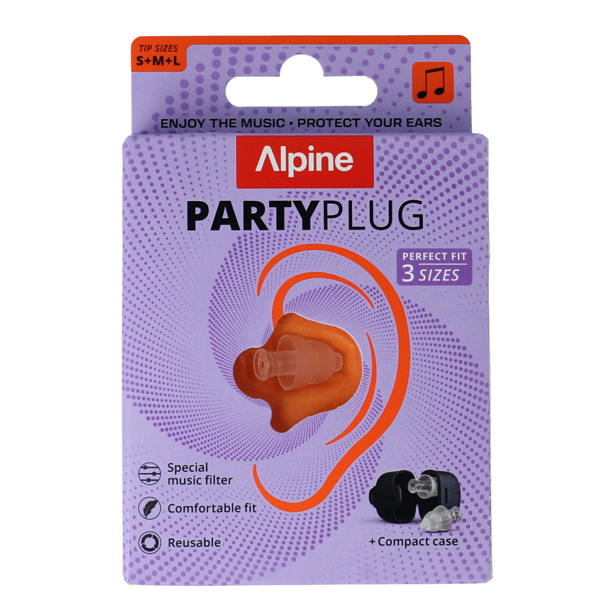Alpine Partyplug transparent ear protection in a pair, designed for noise reduction and comfort.