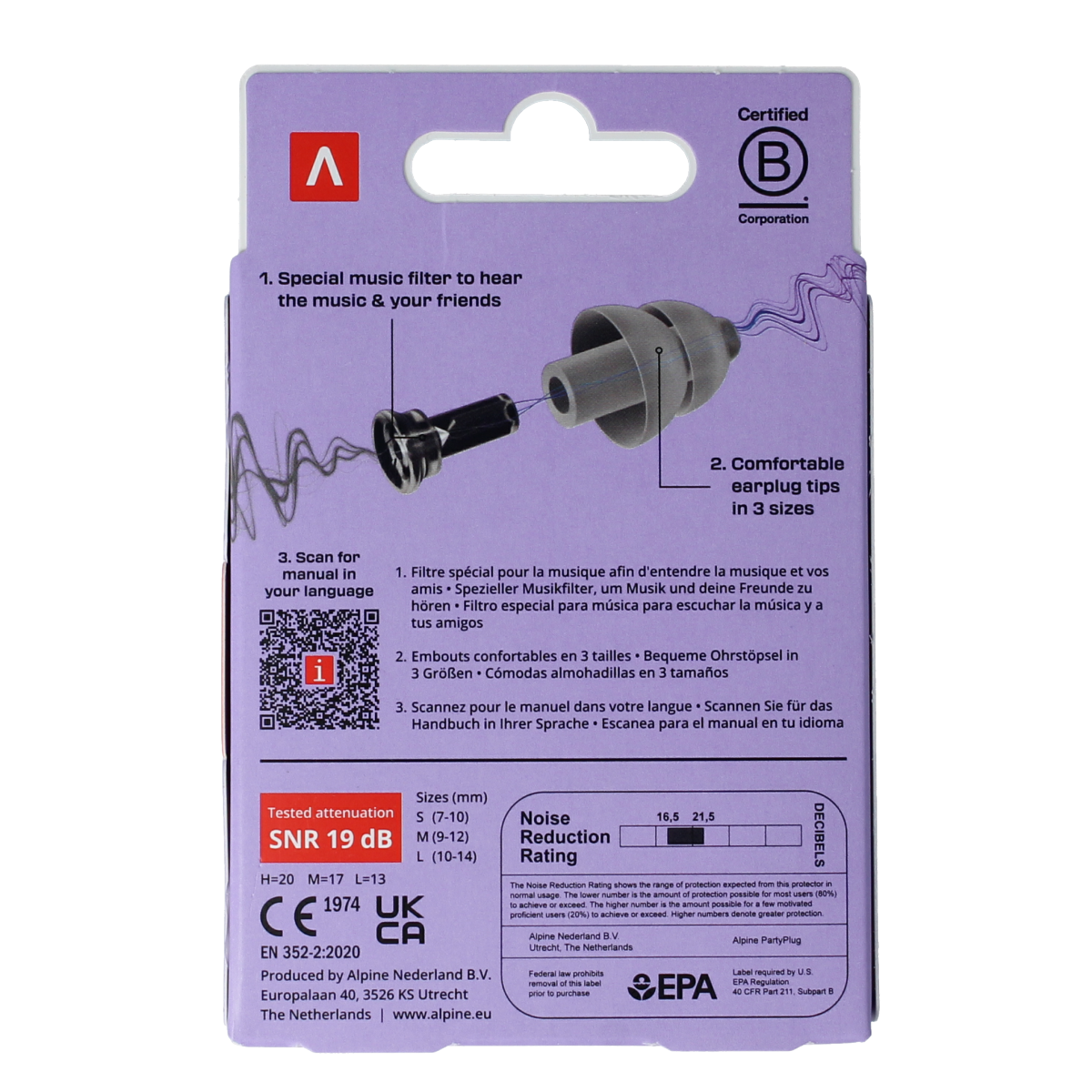 Alpine Partyplug transparent ear protection in a pair, designed for comfortable hearing protection at events and parties.
