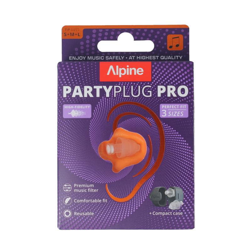 Alpine PartyPlug Pro transparent ear protection in a pair, designed for noise reduction and comfort.