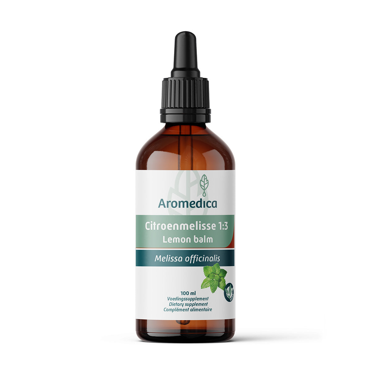 Aromedica Citroenmelisse herbal extract 1:3 in a 100ml bottle, part of Aromedica's herbal preparations collection.