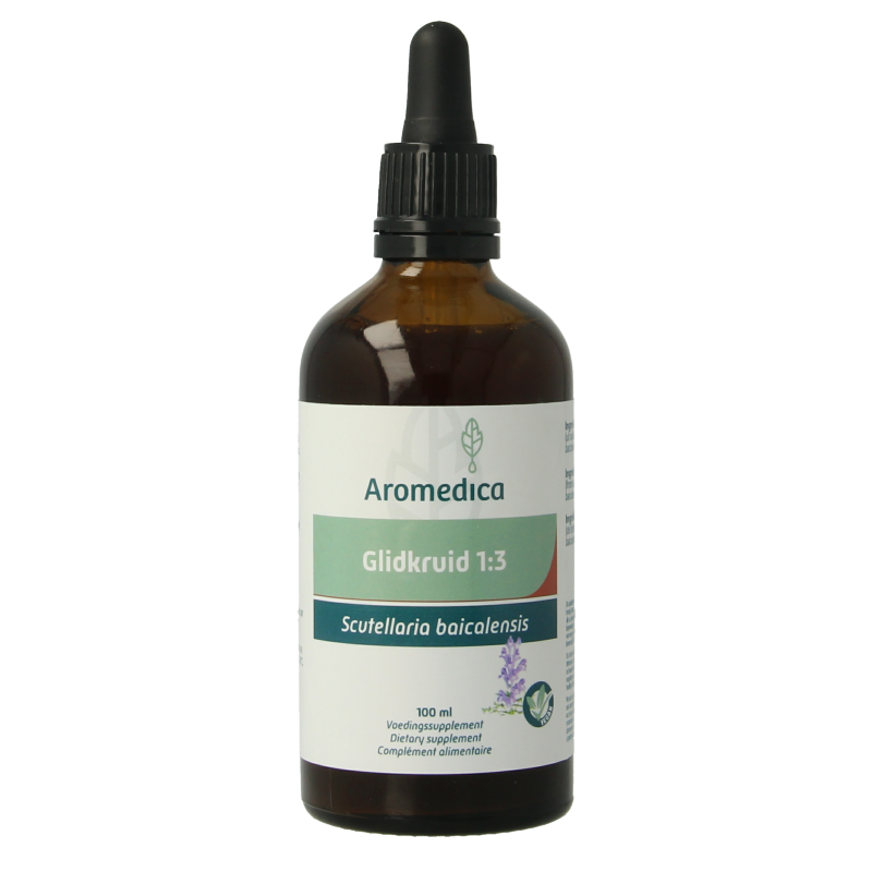 Aromedica Glidkruid herbal preparation in a 100ml bottle, part of Aromedica's kruidenpreparaten line, with herbal extract label visible.