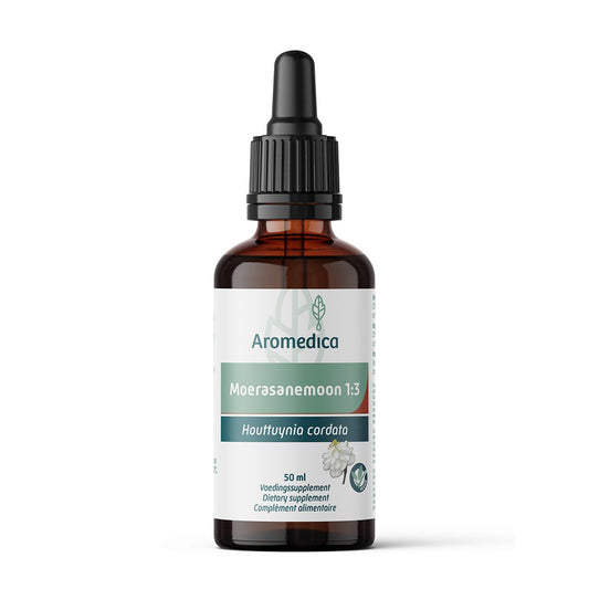 Aromedica Moerasanemoon herbal preparation in 50ml bottle, natural botanical remedy for wellness, displayed with label visible.