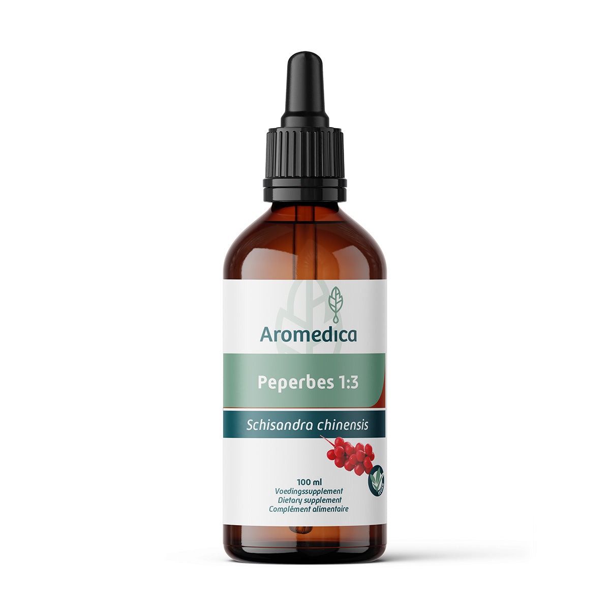 Aromedica Peperbes 1:3 herbal preparation in a 100ml bottle, featuring dried herbs and natural ingredients for wellness.
