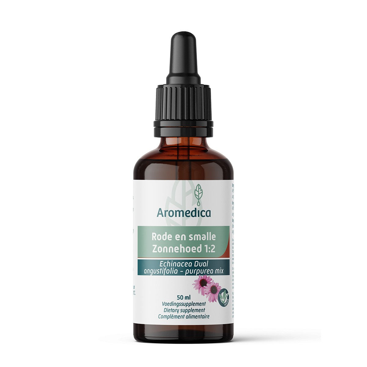 Aromedica herbal remedy in a small 50ml bottle, featuring a minimalist label design, used for herbal preparations.