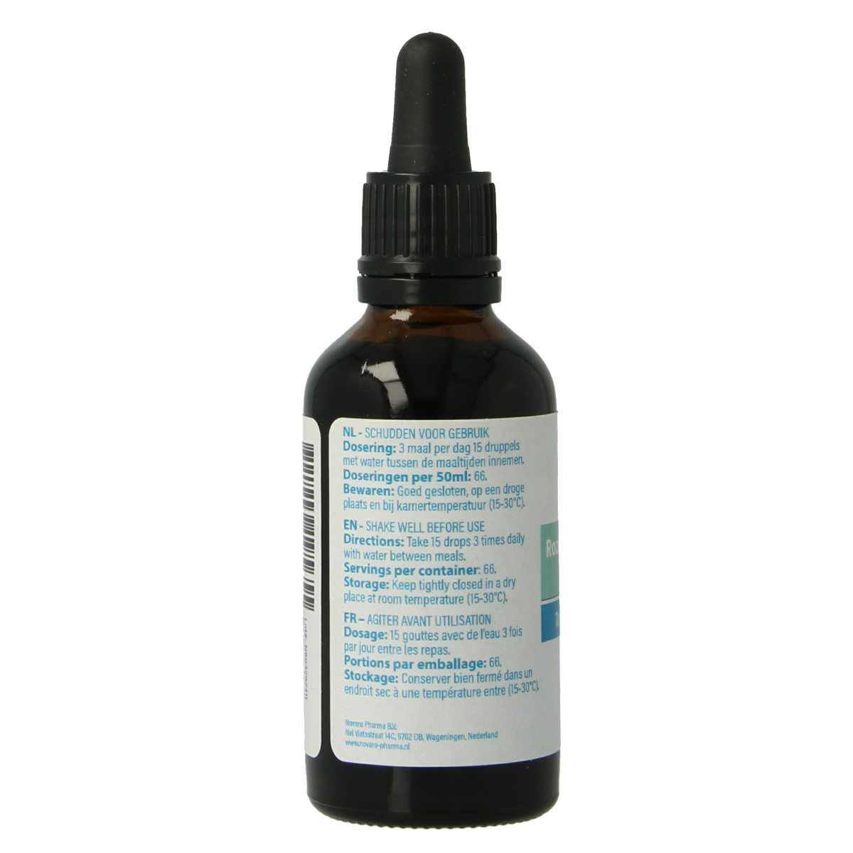 Aromedica Roze Trompetboom Pau 'd Arco herbal preparation in a 50ml bottle, featuring a bright label with botanical illustrations.