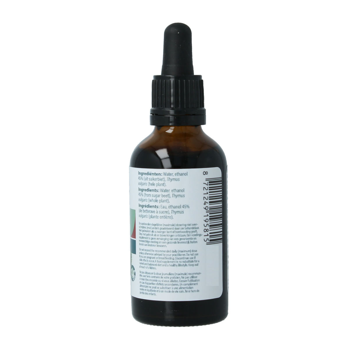 Aromedica Tijm 1:3 herbal preparation bottle, 50ml of thyme extract in a clear glass container with label.