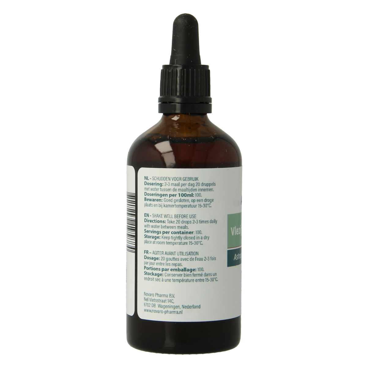 Aromedica herbal preparation Vlezige hokjespeul 1:2 in 100ml bottle, featuring herbal ingredients and packaging.
