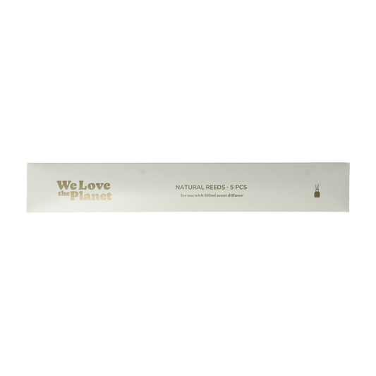 We Love The Planet natural reed diffuser sticks for 100ml diffuser, set of 5, with natural scent and wooden reeds.