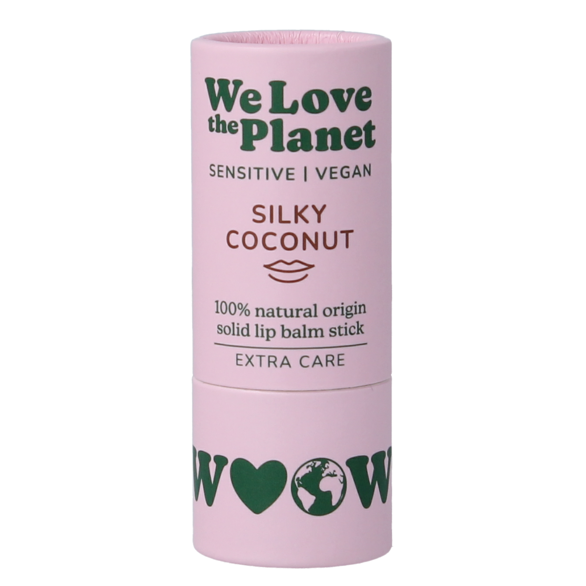 We Love The Planet vegan coconut lip balm in a 7g tube, designed for smooth, nourishing lip care.