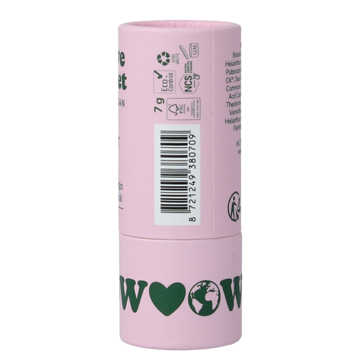 We Love The Planet vegan coconut lip balm in a 7g tin, featuring silky smooth texture and natural moisturizing ingredients.
