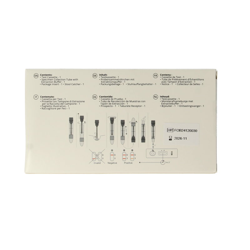 The Tester Darmkanker test kit for at-home screening, showing the testing device and packaging for early detection of colon cancer.
