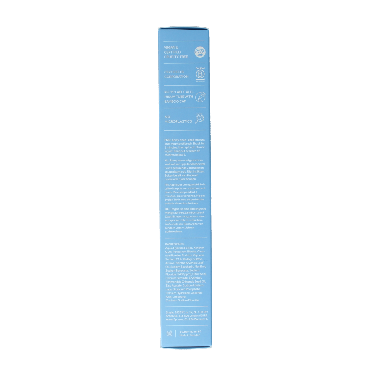Smyle Fresh Mint toothpaste tube, 80ml, showing the packaging and branding for oral hygiene.