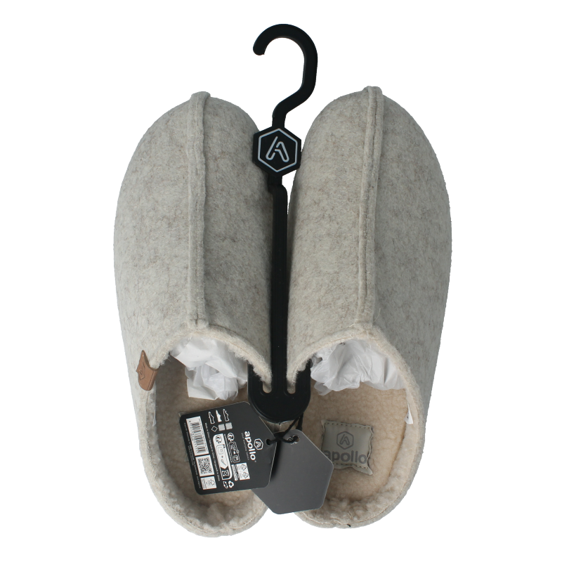 Apollo beige Zweedse slof slippers for women, size 37/38, showing soft fabric and comfortable slip-on design.