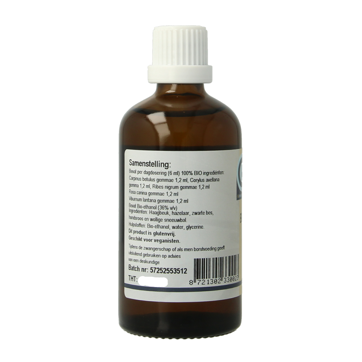 Bottle of GO Bronchio bio herbal preparation, 100ml, featuring herbal ingredients in a clear plastic container.