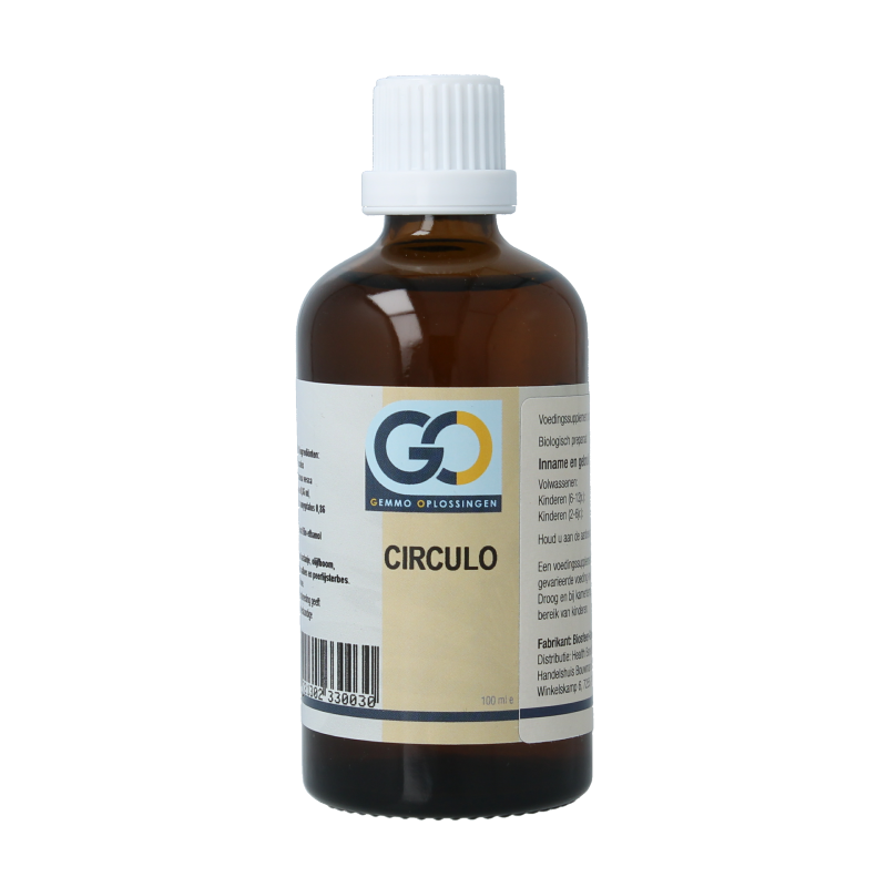 GO Circulo bio herbal supplement in 100ml bottle, featuring natural herbal ingredients in a clear glass container.