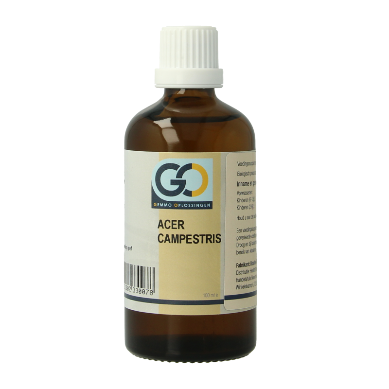 GO Acer campestris bio herbal supplement in 100ml bottle, part of GO's herbal preparations line, shown in the image.