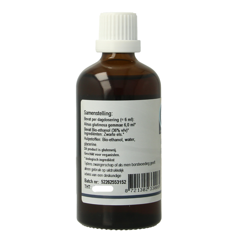 GO Alnus glutinosa bio herbal preparation in a 100ml bottle, showing the product packaging and label.