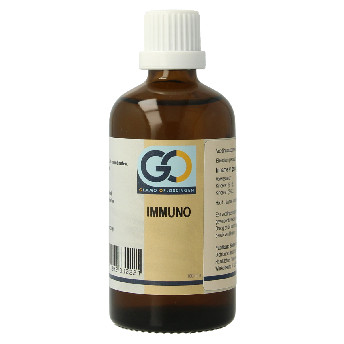 GO Immuno bio herbal supplement in a 100ml bottle, featuring natural herbal ingredients from GO brand packaging.