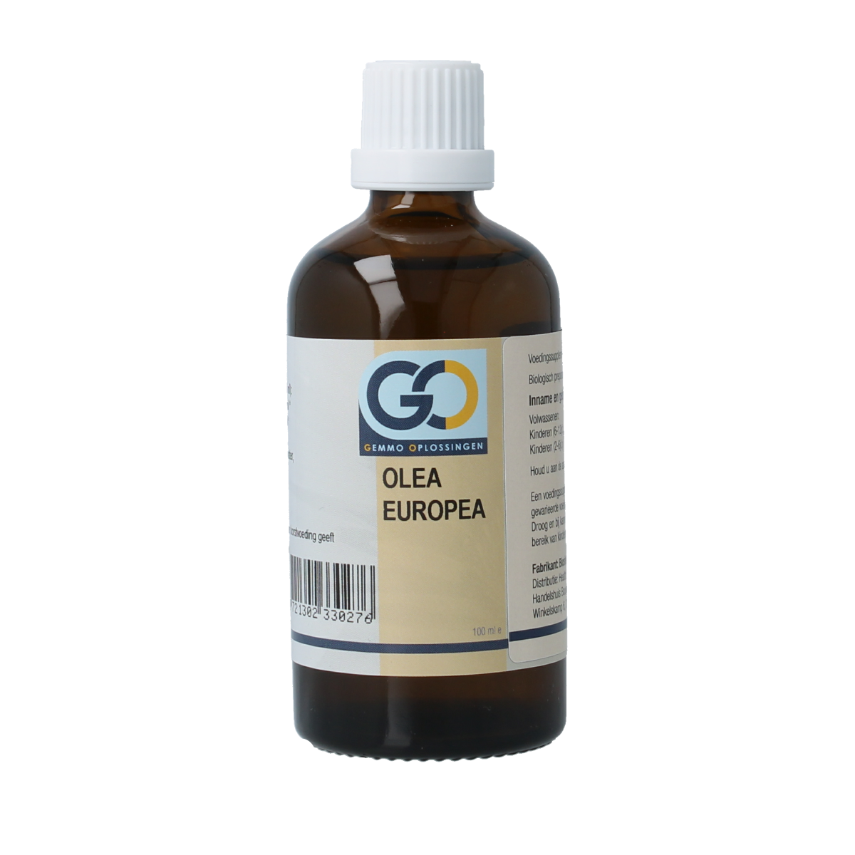 GO Olea Europea bio herbal preparation in a 100ml bottle, featuring fresh olive leaves and natural botanical ingredients.