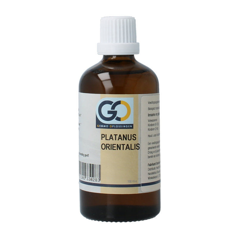 GO Platanus orientalis bio herbal preparation in a 100ml bottle, featuring natural plant extract with herbal ingredients.