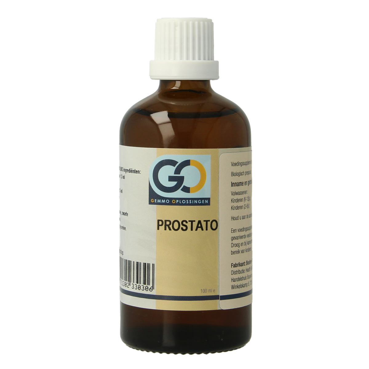 GO Prostato bio herbal supplement in a 100ml bottle, part of GO's herbal preparations line, with natural ingredients for prostate health.