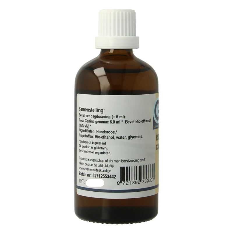 GO Rosa Canina bio herbal preparation in 100ml bottle, featuring fresh rose hips and natural ingredients in a clear container.
