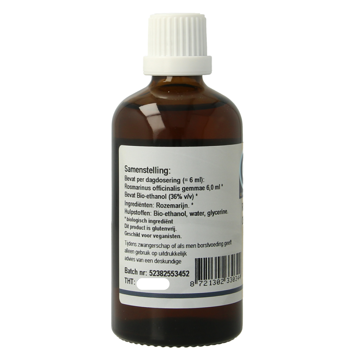 GO Rosmarinus officinalis organic herbal preparation in a 100ml bottle, showcasing fresh rosemary leaves and packaging.