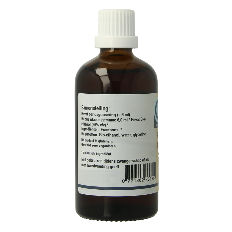 GO Rubus idaeus bio herbal preparation in a 100ml bottle, featuring fresh raspberry leaves for herbal remedies.