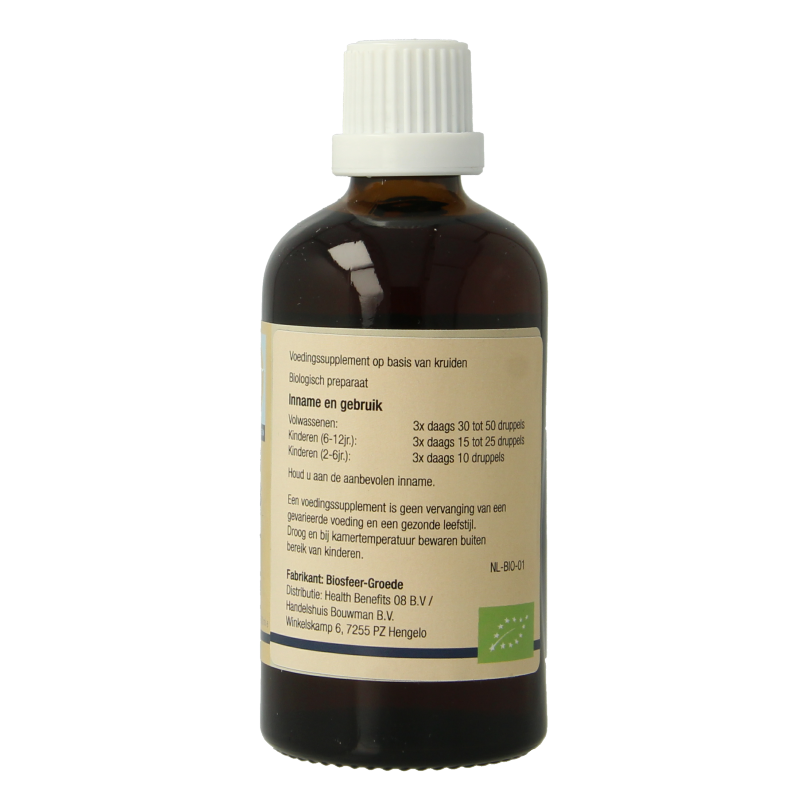 GO Rubus idaeus bio herbal preparation in a 100ml bottle, featuring fresh raspberry leaves in a natural herbal remedy.