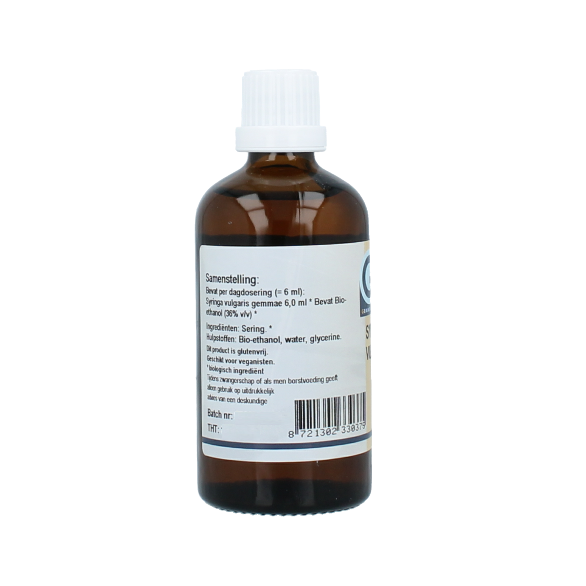 GO Syringa vulgaris bio herbal preparation bottle, 100ml, in a clear container with a label, used for herbal remedies.