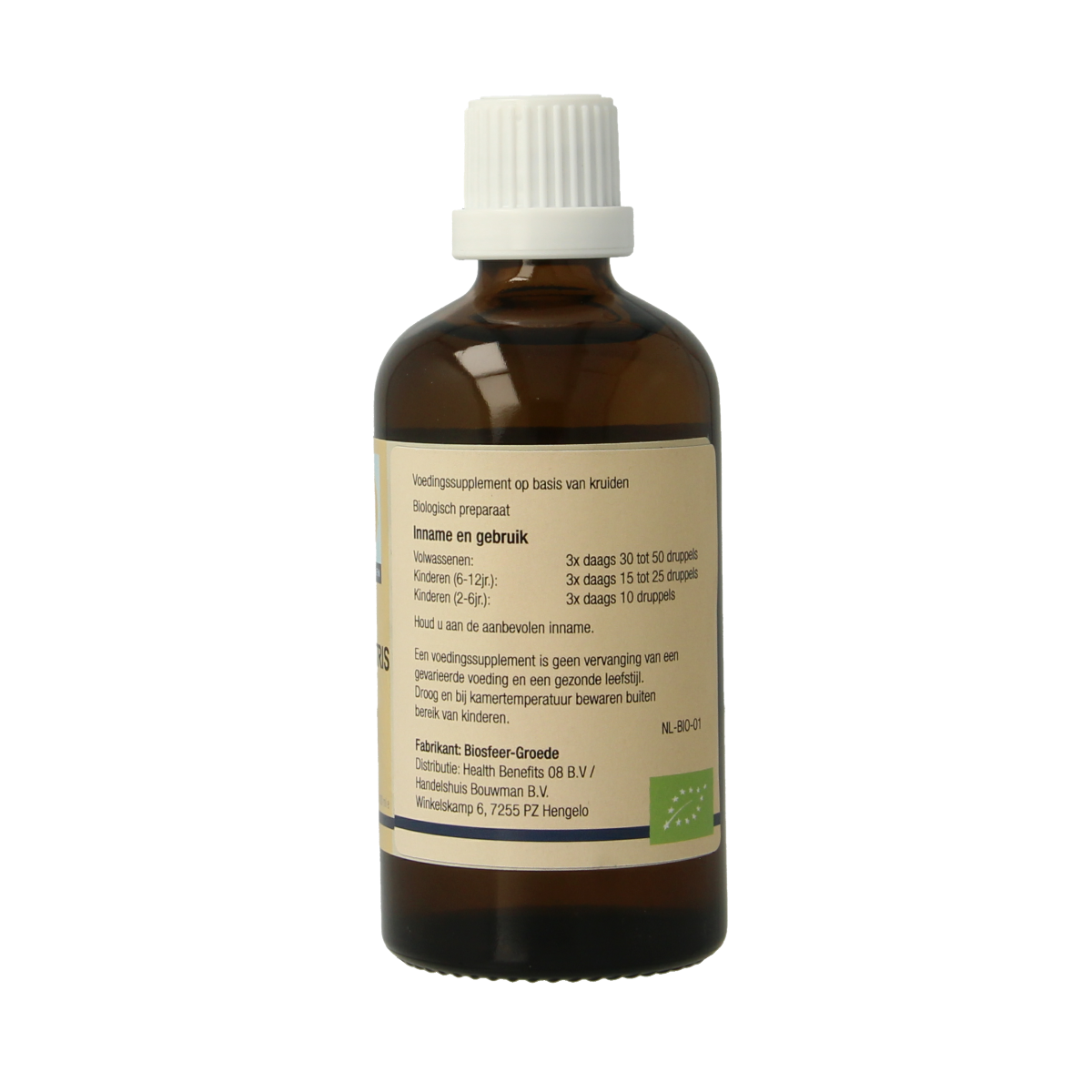 Bottle of GO Ulmus campestris bio herbal preparation in a 100ml bottle, featuring the product label and packaging.