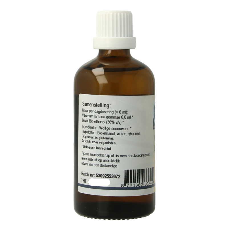GO Viburnum lantana bio herbal preparation in a 100ml bottle, featuring fresh viburnum lantana plant for natural remedies.