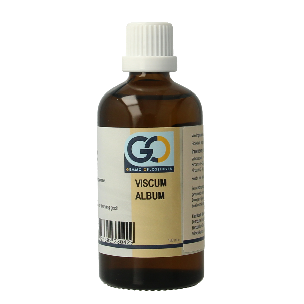 GO Viscum album bio herbal preparation in a 100ml bottle, featuring natural extracts of mistletoe plant in a clear glass container