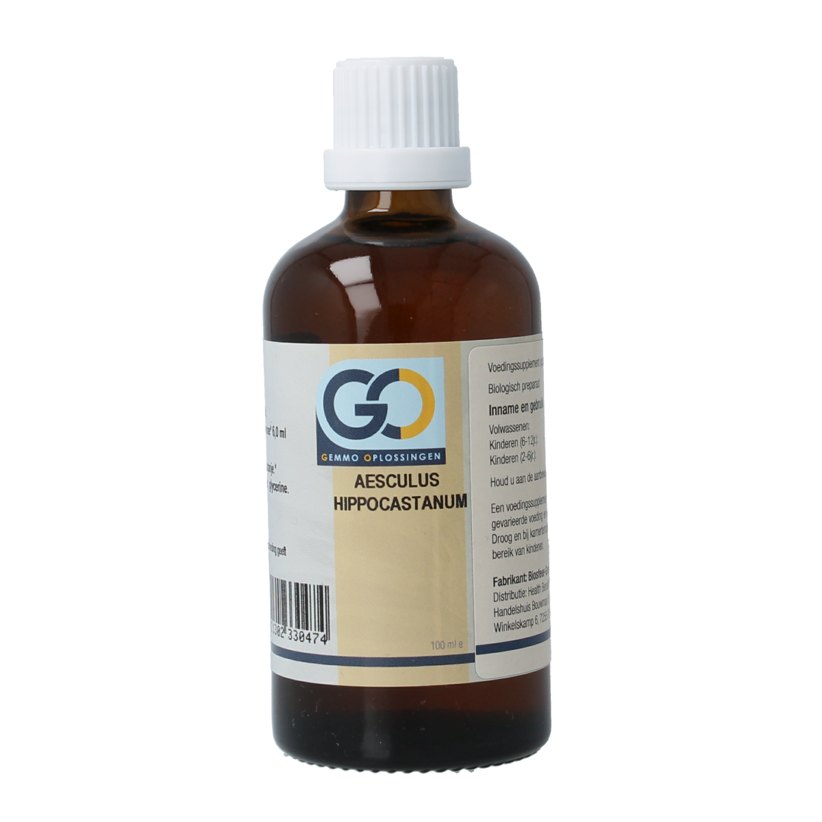 GO Aesculus hippocastanum herbal preparation in a 100ml bottle, used for natural health remedies, from the GO brand.