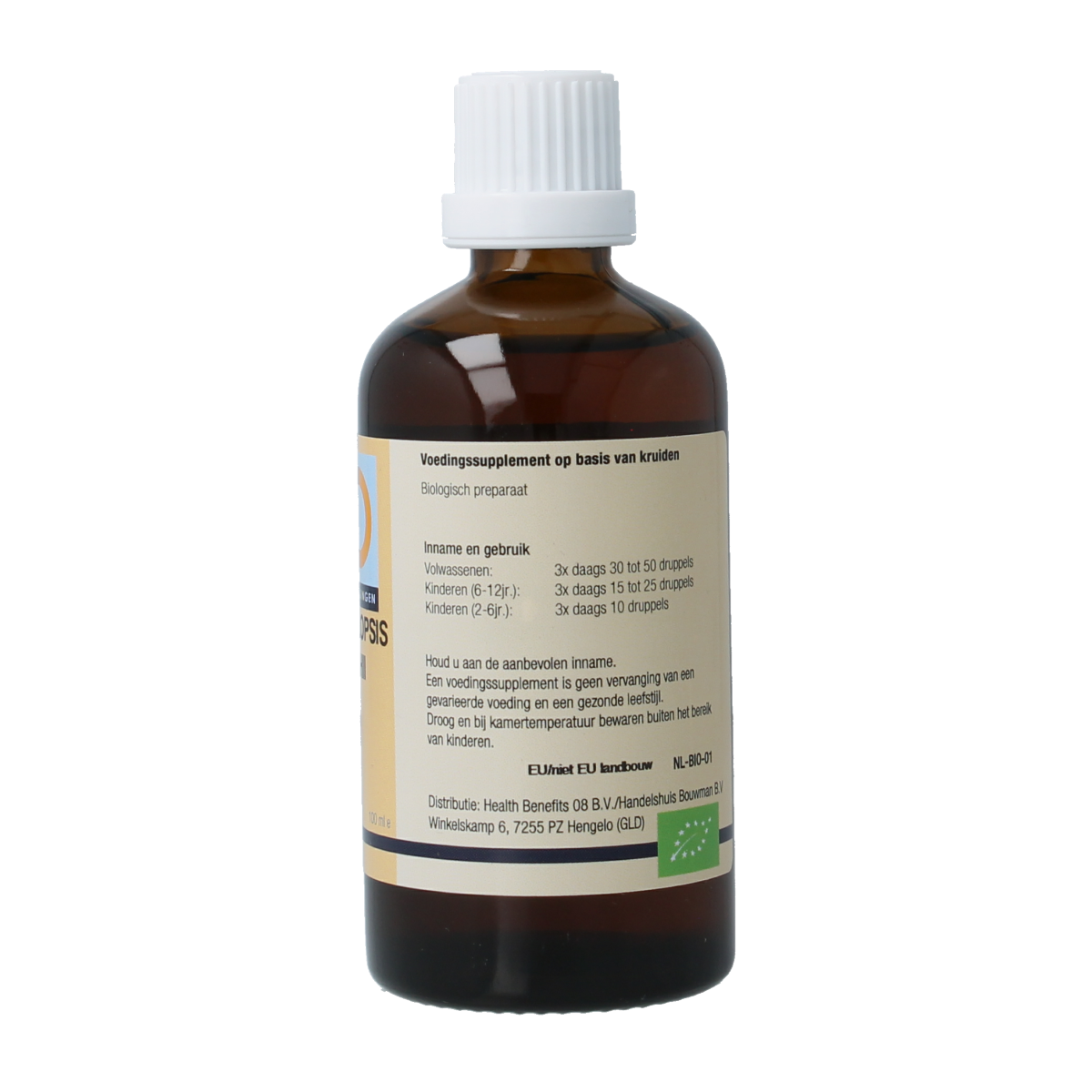Bottle of GO Ampelopsis weitchii bio herbal preparation, 100ml, from GO's kruidenpreparaten line.