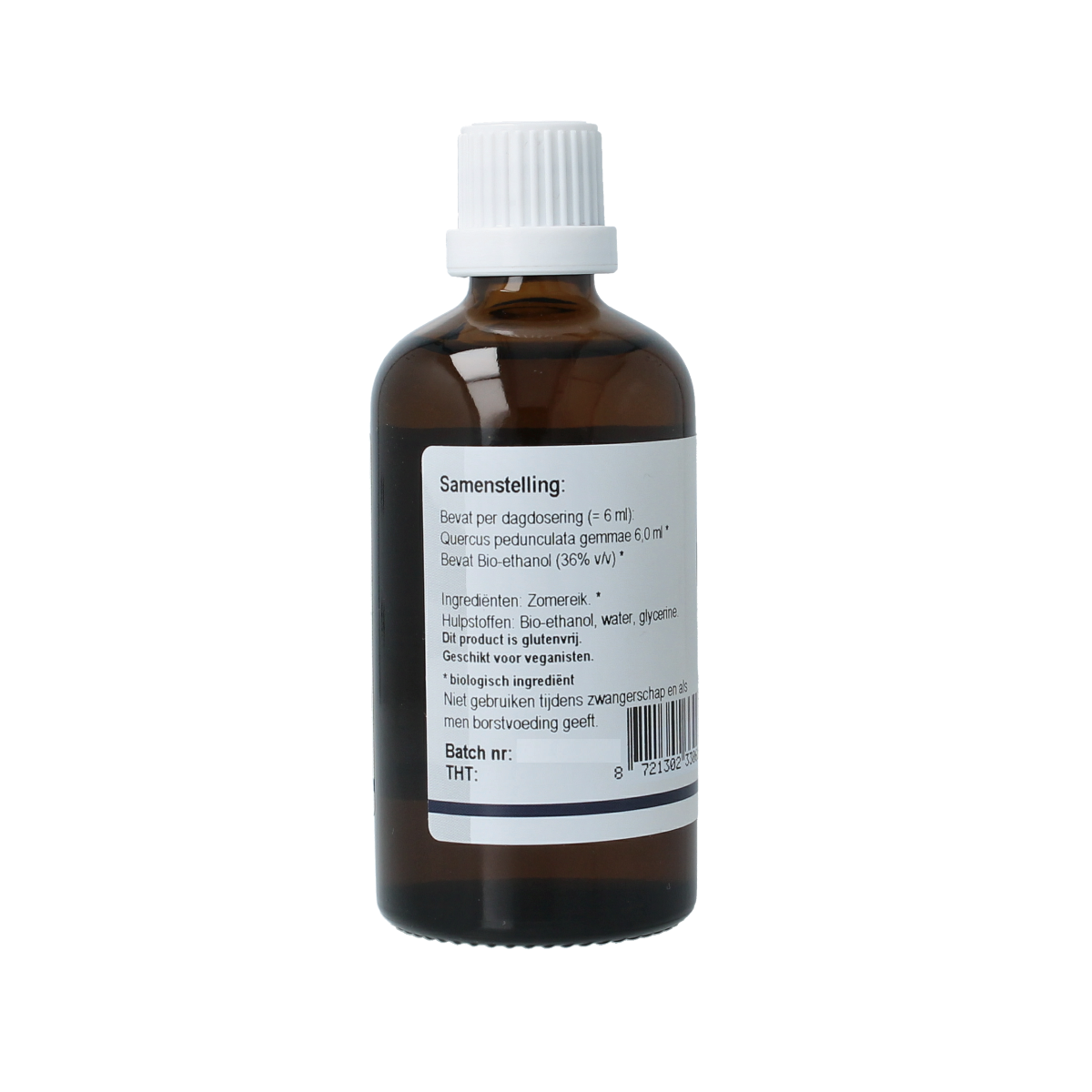 GO Quercus pedunculata herbal preparation bottle, 100ml, with label showing product details and brand logo.