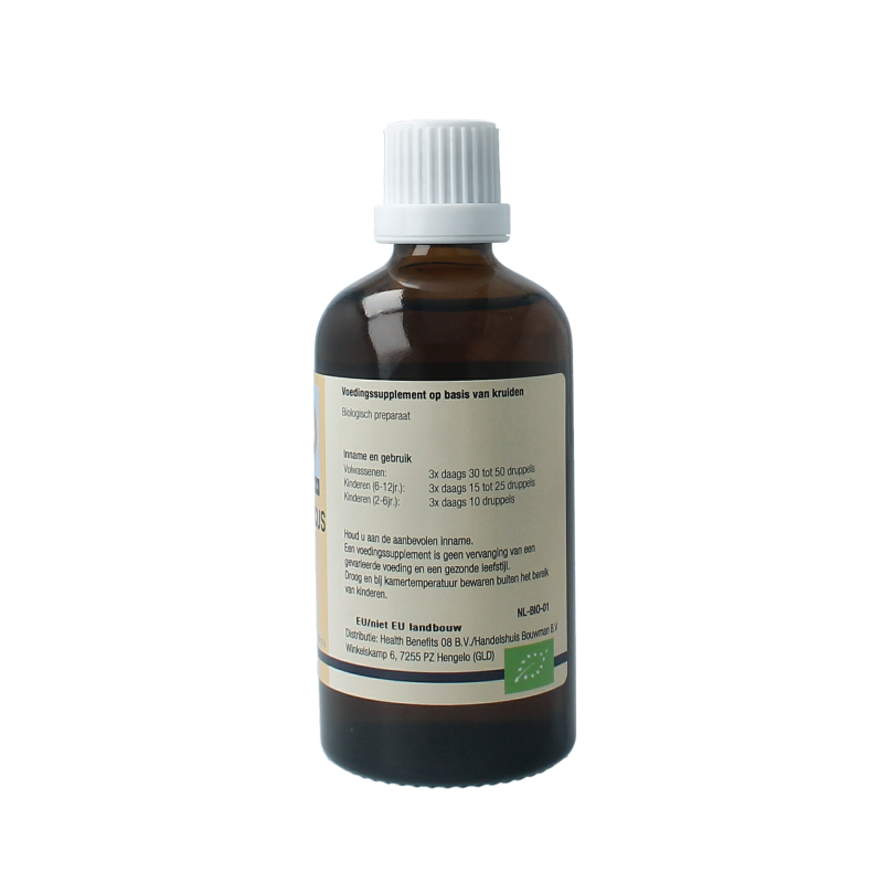 GO Sambucus nigra bio herbal preparation in a 100ml bottle, featuring black elderberry extract with natural ingredients.