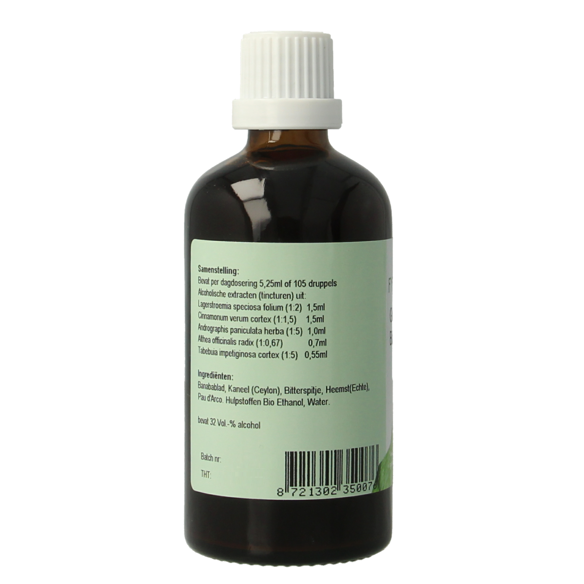 Fytomed Gluco Balans bio herbal supplement bottle, 100ml, featuring natural herbal ingredients for blood sugar support.