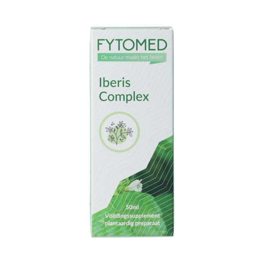 Fytomed Iberis Complex bio supplement bottle with label showing herbal ingredients and 50ml capacity.