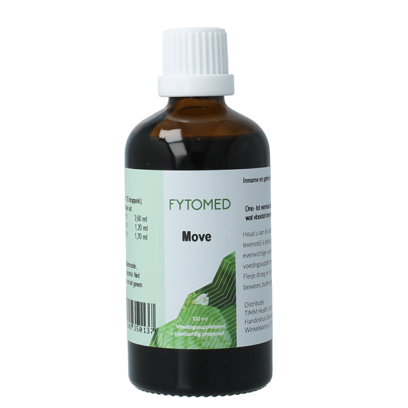 Fytomed Move bio herbal supplement bottle with 100ml, featuring natural herbs for joint support and overall wellness.