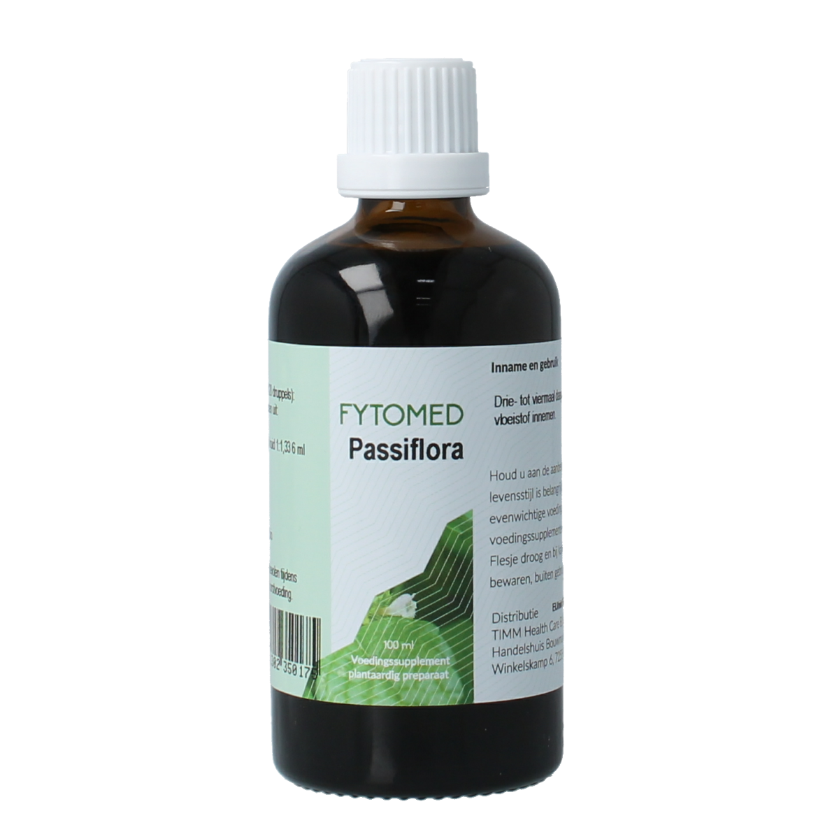 Fytomed Passiflora bio herbal supplement bottle, 100ml, in a natural glass container with a label displaying brand and product details.