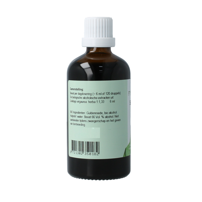 Fytomed Solidago bio herbal preparation in a 100ml bottle, featuring golden-yellow herbal extract and natural plant ingredients.