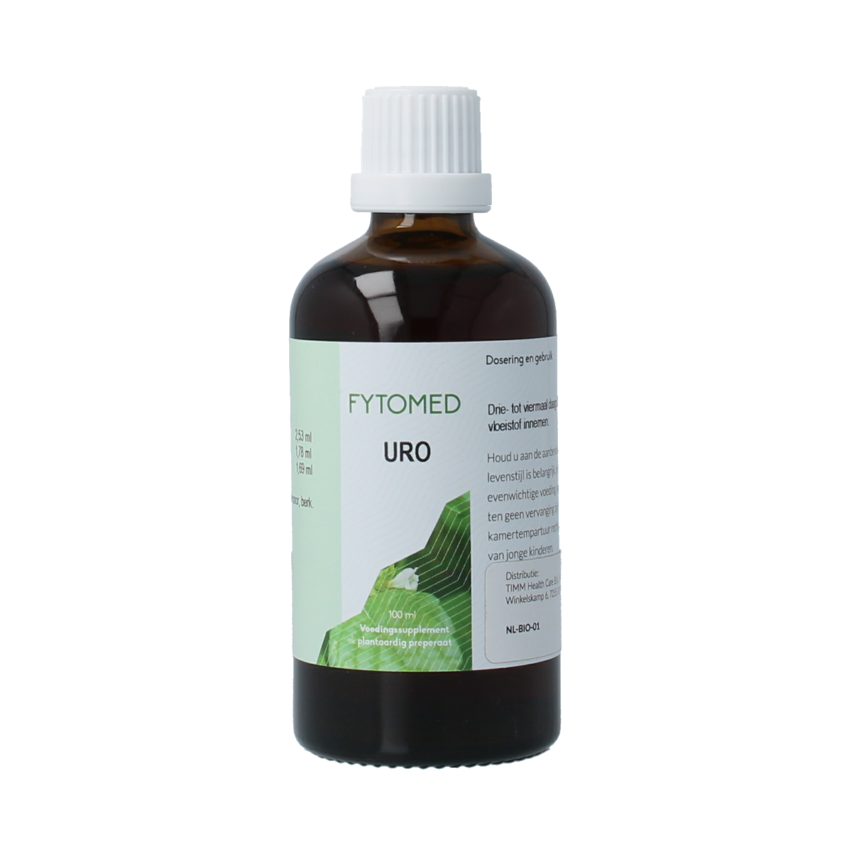 Fytomed Uro bio herbal supplement bottle with 100ml capacity, featuring herbal ingredients in a natural remedy package.