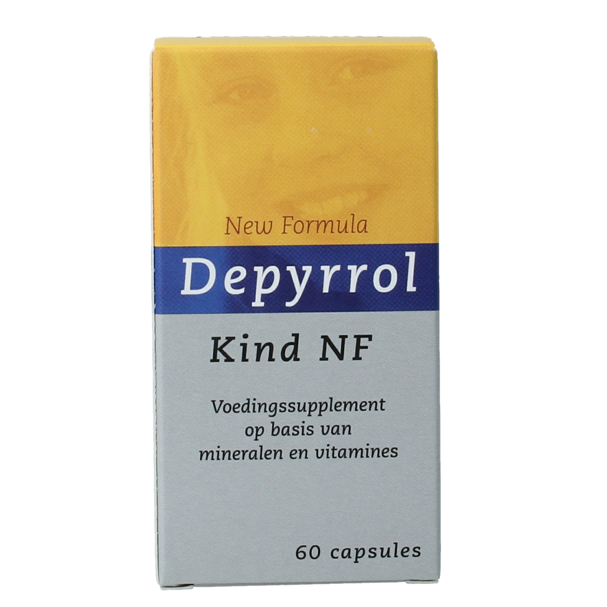 Depyrrol Multi voor kids NF multivitamin capsules for children, showing colorful capsule bottles and packaging.