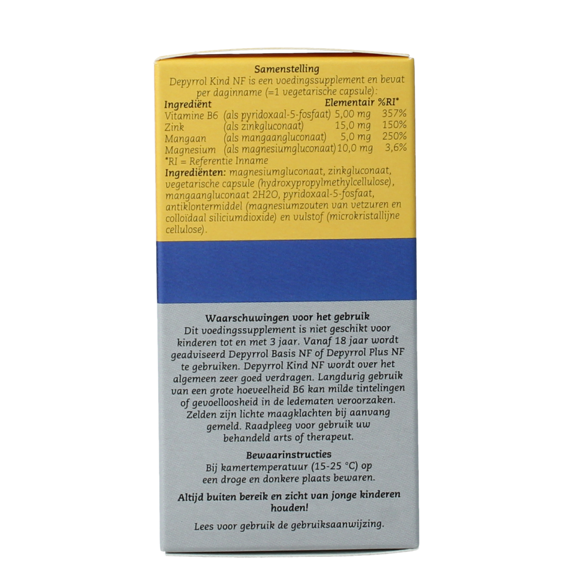 Depyrrol Multi voor kids NF 60 capsules, colorful vitamin multivitamin supplement for children in a white bottle