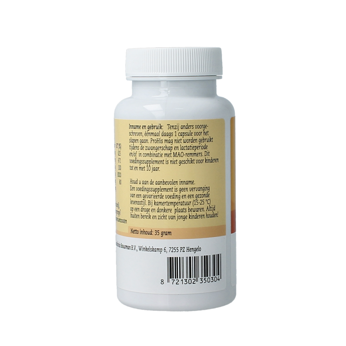 Depyrrol Prohis vegetarian multi-vitamin capsules in a bottle, dietary supplement for overall health and wellness.